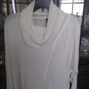 New Directions® Petite Cowl Neck Fringe Pullover